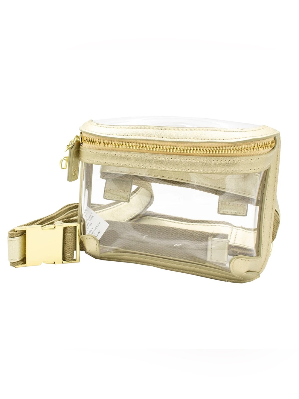 NWT Capri Designs Clear Belt Bag with Cream Trim and Gold Hardware
